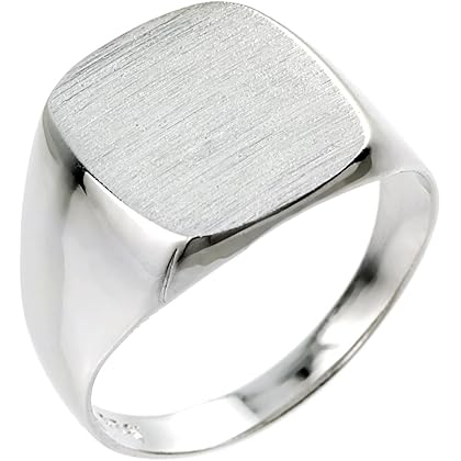 Men's 925 Sterling Silver Engravable Square Top Signet Ring